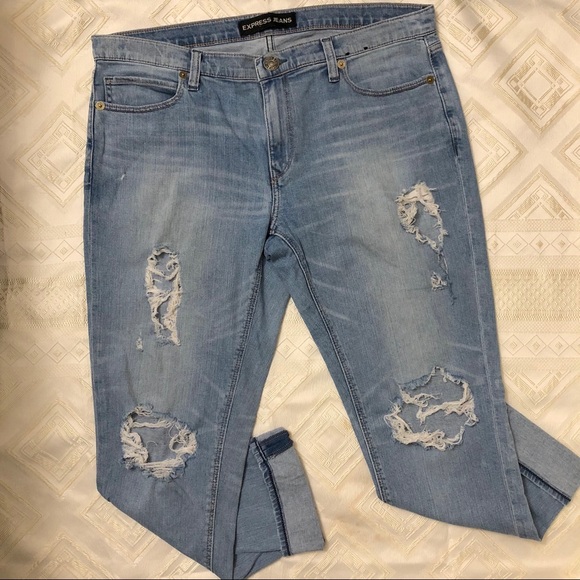 Express Denim - Express Girlfriend Distressed Jeans